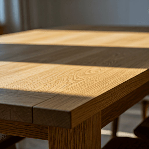 Handcrafted oak dining table with intricate joinery details